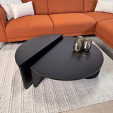 Mesa de centro redonda negra escalonada de melamina 85 cm Orin 