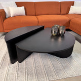 Mesa de centro redonda negra escalonada de melamina 85 cm Orin 