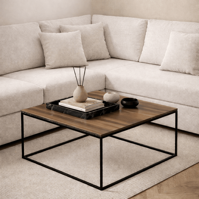 Salontafels - Vierkante salontafel Walnoot - 75x75 cm - Pola - Dimehouse