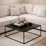 Salontafels - Vierkante salontafel zwart Marmerlook - 75x75 cm - Pola - Dimehouse