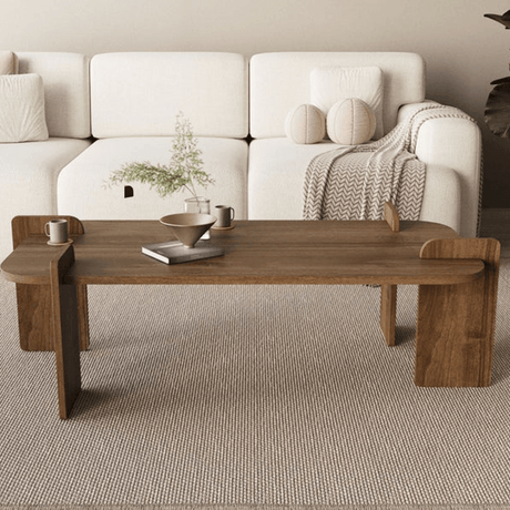 Mesa de centro Melamina nogal - 120 x 60 cm - esquinas redondeadas - Lovge