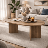Salontafels - Salontafel eiken melamine boogvorm Koda 119x60 cm - Dimehouse