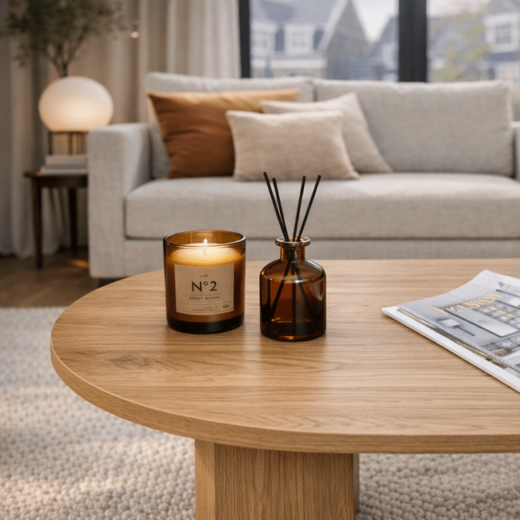 Salontafels - Salontafel eiken melamine boogvorm Koda 119x60 cm - Dimehouse
