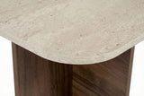 Salontafels - Salontafel walnoot melamine met travertin top - Japandi - 120x60 cm - Akira - Dimehouse
