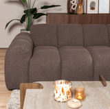 Sofás-Sofá rinconera con salón en suave tela bouclé marrón - rayas - derecha - Brix-Dimehouse