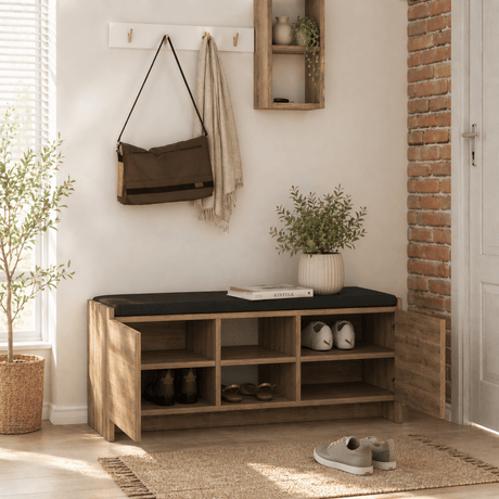 Zapatero Melamina Roble Oscuro - seis compartimentos - 110x43x37 cm - Zulla