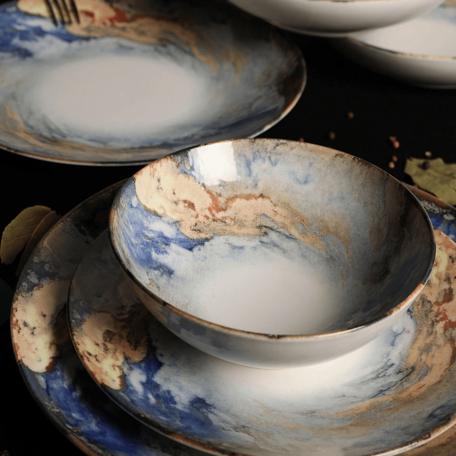 Servies set porselein - 24 delig -  Kosmisch blauw - Cosmic