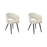 Conjunto de 2 sillas de comedor Cargo Bouclé Blanco 