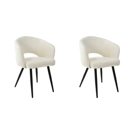 Conjunto de 2 sillas de comedor Cargo Bouclé Blanco 