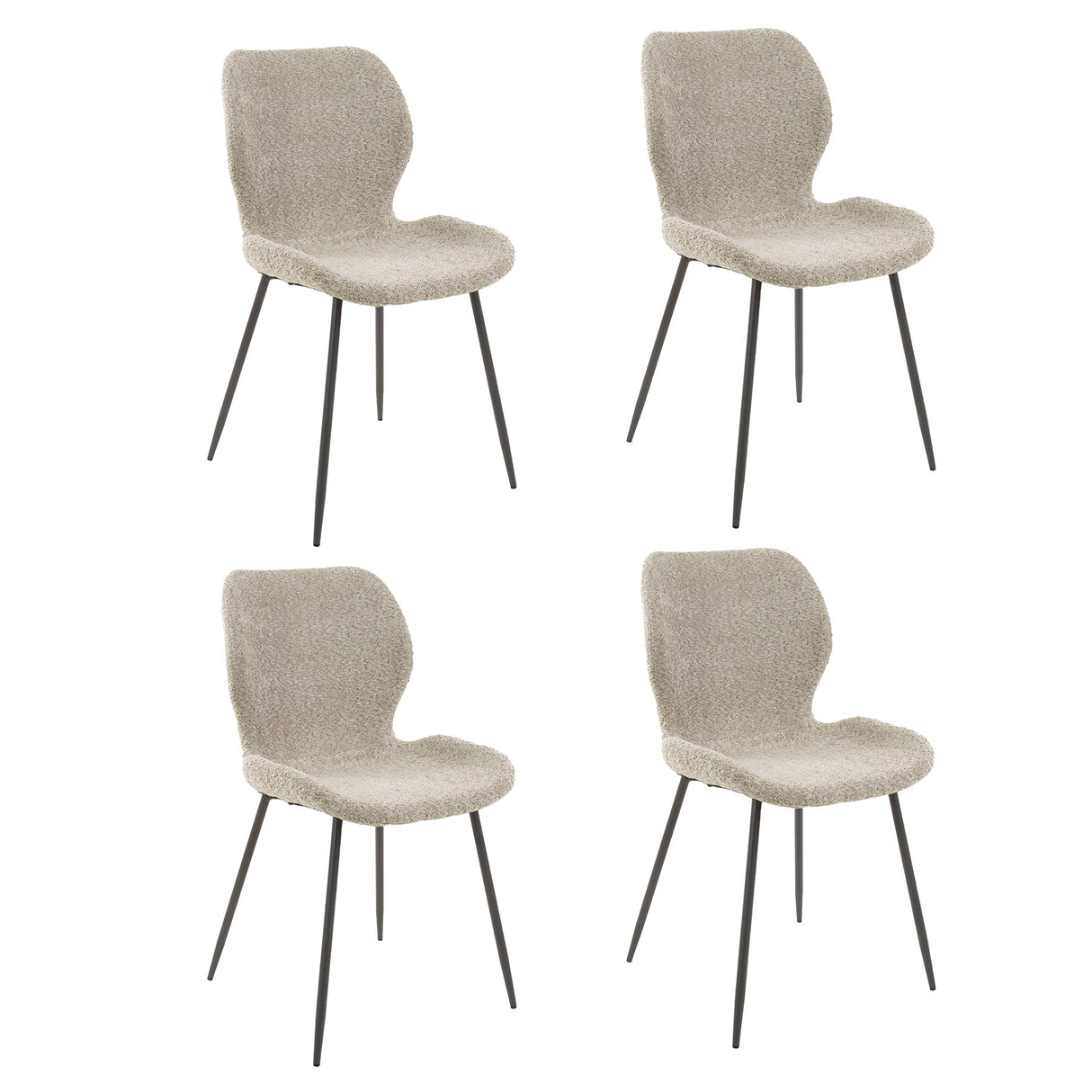 Juego de 4 sillas de comedor Argo Bouclé arena 