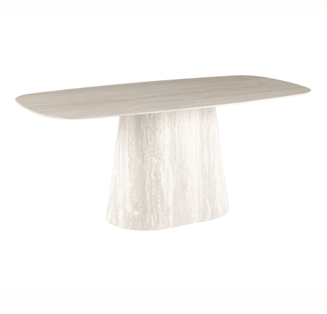 Eettafels-Sintered Stone Marmerlook Travertin Eettafel Lea 180x90 cm - Deens Ovaal-Dimehouse