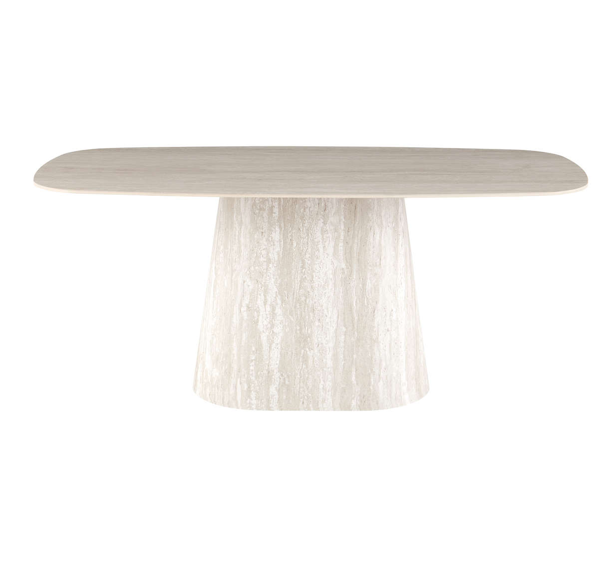 Mesa de comedor de travertino con aspecto de piedra sinterizada Lea 180x90 cm - Ovalada danesa