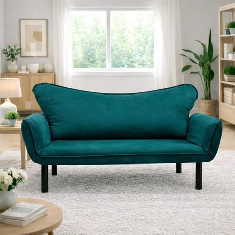 Banken - Slaapbank Petrol Blauw Velvet - twee persoons - Chatto - Dimehouse