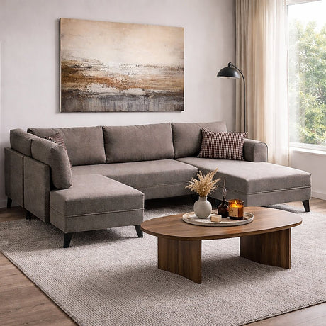 Sofá cama Tela topo - Sofá en U - XXL 300x202x152cm - Belen