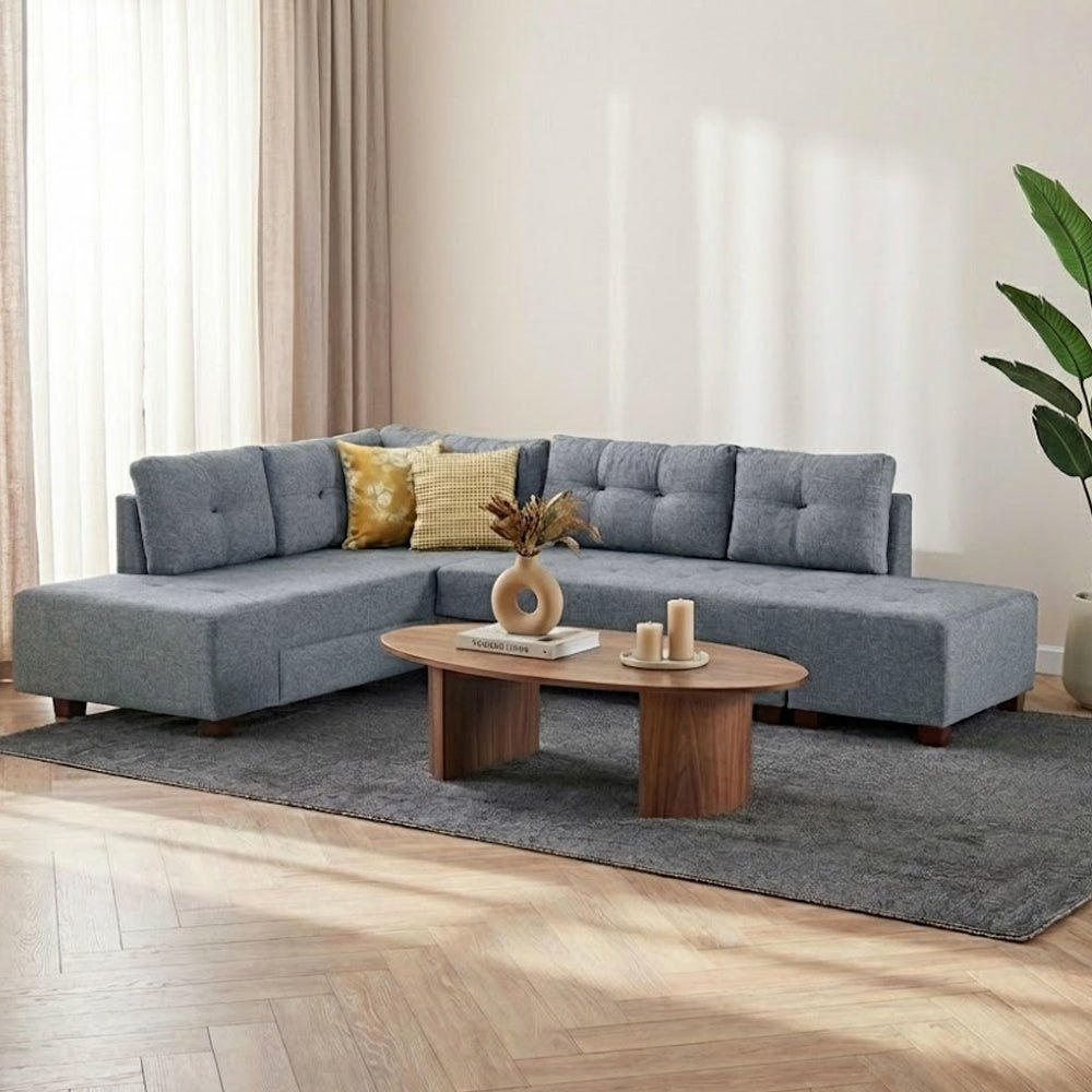 Sofá cama tela azul claro - XL 280x206 cm - con ruedas - Izquierdo - Manama