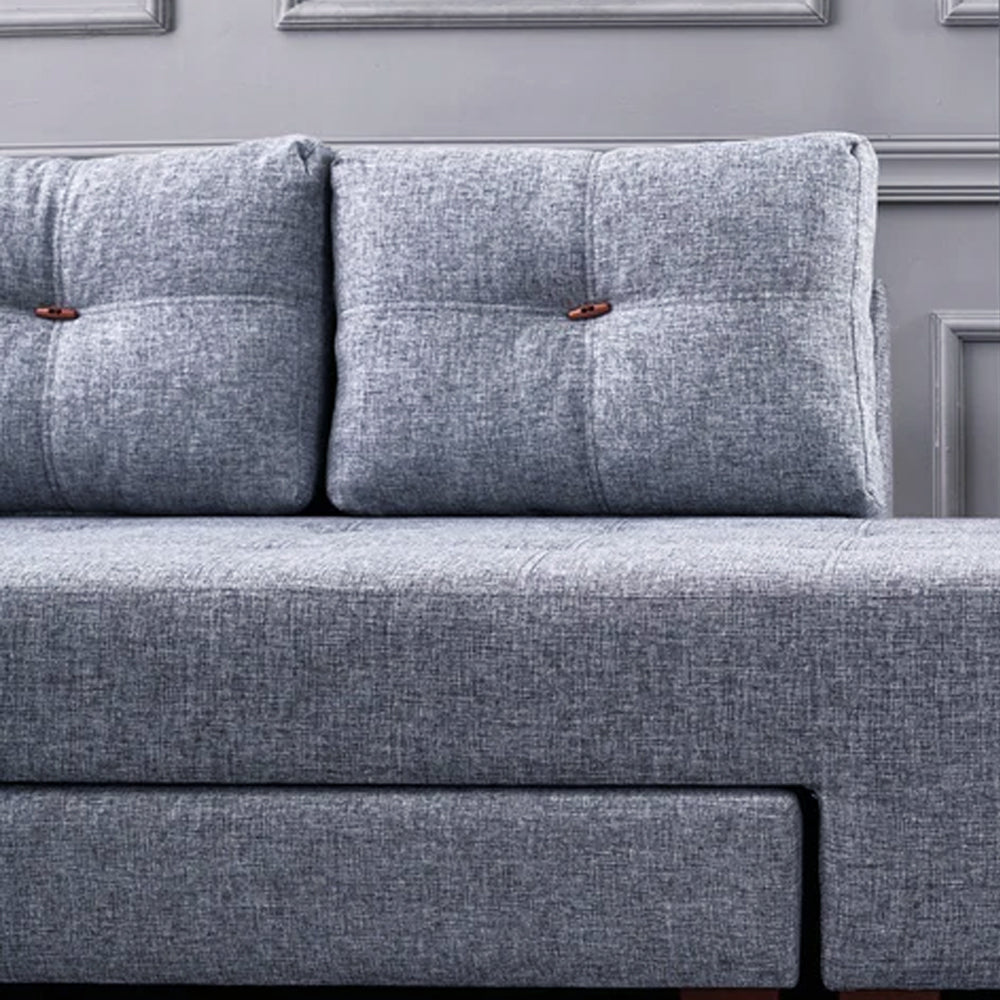 Sofá cama tela azul claro - XL 280x206 cm - con ruedas - Izquierdo - Manama