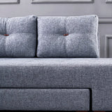 Sofá cama tela azul claro - XL 280x206 cm - con ruedas - Izquierdo - Manama