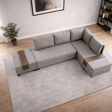 Banken - Slaapbank champagne stof - XXL 280 x 210 - Rechts - Fly - Dimehouse