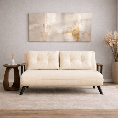 Sofá cama tela crema 3 plazas - Sando