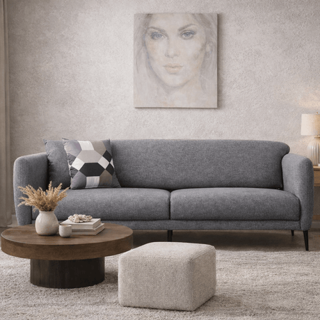 Sofá cama tela lino gris 3 plazas - Venus