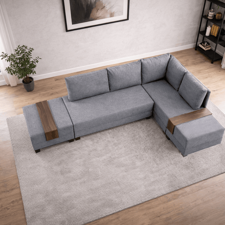 Banken - Slaapbank grijs stof - XXL 280 x 210 - Rechts - Fly - Dimehouse