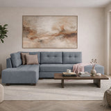 Sofá cama tela azul claro - XL 280x206 cm - con ruedas - Izquierdo - Manama
