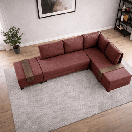 Banken - Slaapbank rood stof - XXL 280 x 210 - Rechts - Fly - Dimehouse