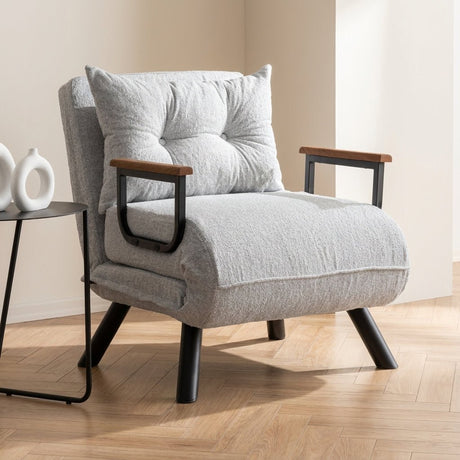 Sillón para dormir Sando Grey Teddy foto de ambiente de tela en un interior moderno