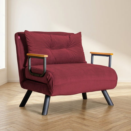 Sillón para dormir Sando Maroon Burdeos rojo foto atmosférica en un interior moderno