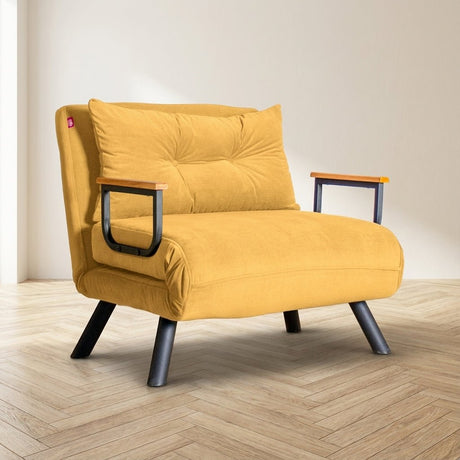 Sillón para dormir Sando Mostaza Amarillo foto atmosférica en un interior moderno