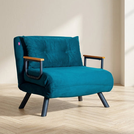 Sillón para dormir Sando Petrol Green foto atmosférica en un interior moderno
