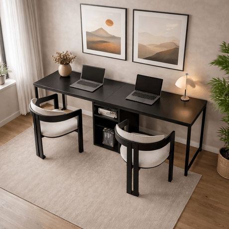 Escritorio antracita con negro - 240x60 cm - Melamina - Twin