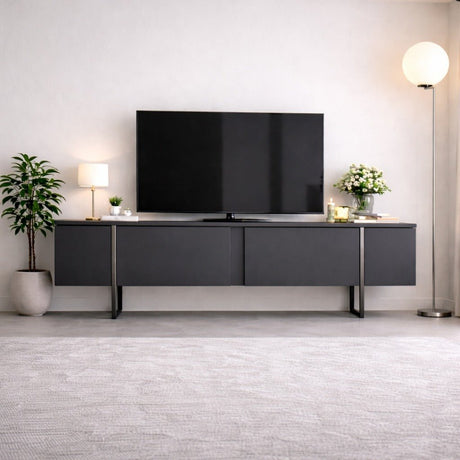 Mueble-de-TV-Antracita-Lujo-180x50x30---Marco-Plateado