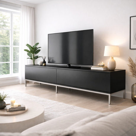 Muebles de TV Lord Silver Black Silver Melamine 180x47x30 cm