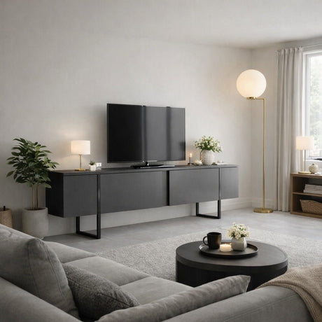 Muebles de TV Anthracite Black Melamine 180x50x30 cm