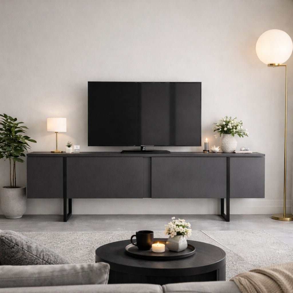 Muebles de TV Anthracite Black Melamine 180x50x30 cm