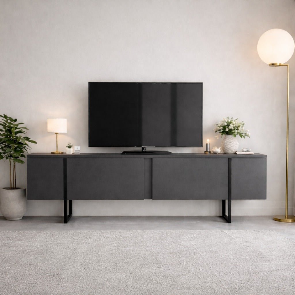 Muebles de TV Anthracite Black Melamine 180x50x30 cm