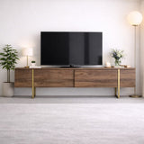 TV Meubels - TV Meubel Luxe Walnoot Goud Melamine 180x50x30 cm - Dimehouse