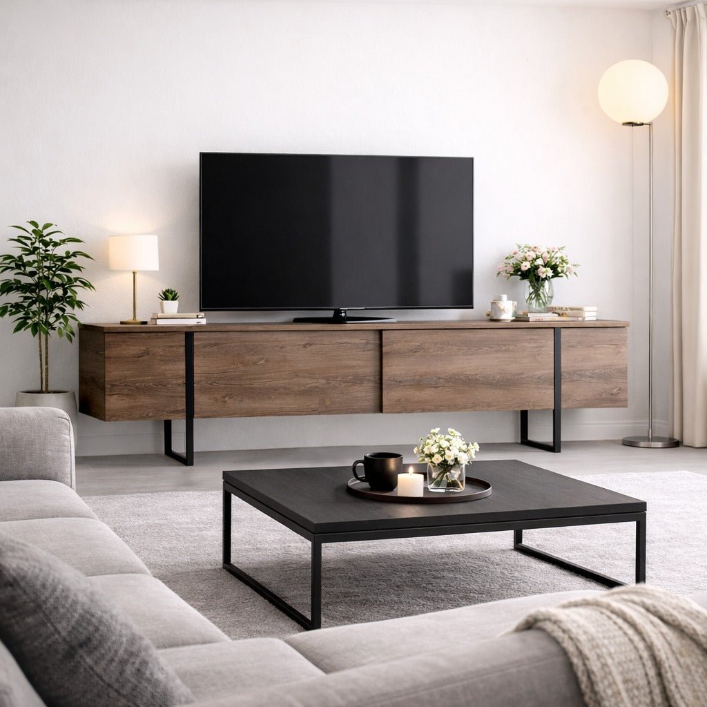 Muebles de TV Nuez de lujo Melamina 180x50x30 cm