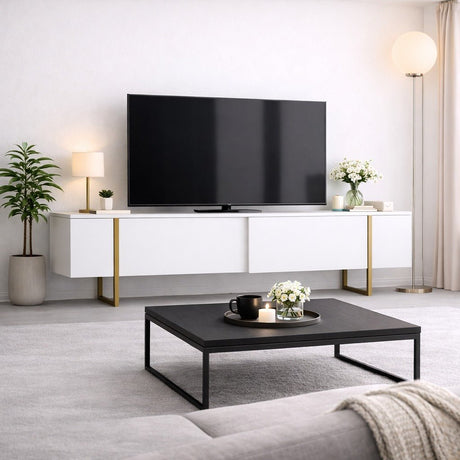 Muebles de TV de lujo Gold White Melamine 180x50x30 cm