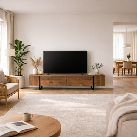 Mueble de TV Natural Melamina Marco Negro Blitz 50x180x29,5 cm 