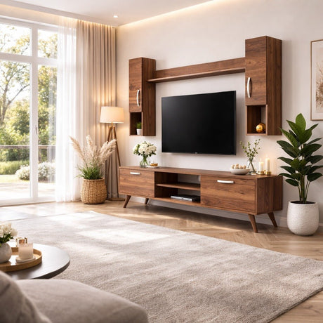 Juego de muebles de TV Alta Walnut Melamine 180x48.6x35 cm