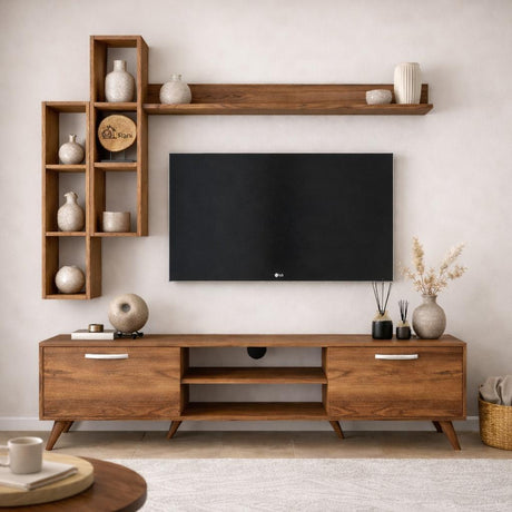 TV Muebles Set ion Nogal Melamina 180x48.6x35 cm