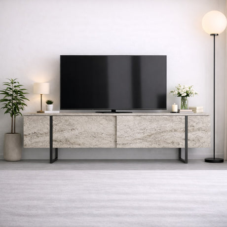 Mueble TV Travertino Luxury 180x50x30 - Estructura Negra