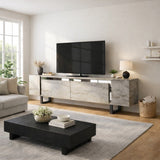 TV Meubels - TV Meubel Travertin Yildiz 180x50x30 - Zilver Frame - Dimehouse