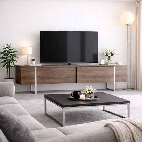 Mueble-de-TV-de-lujo-en-nogal-180-x-50-x-30-cm-marco-plateado