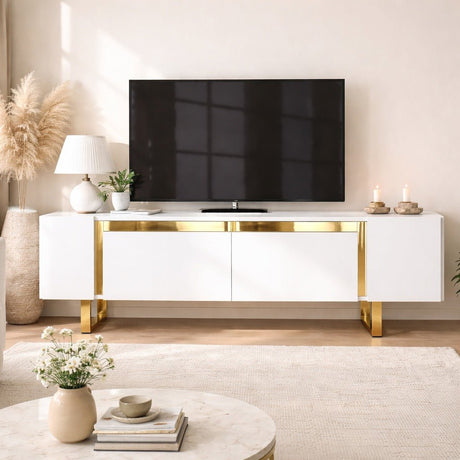 Mueble-de-TV-Yildiz-Blanco-180x50x30---Marco-Dorado