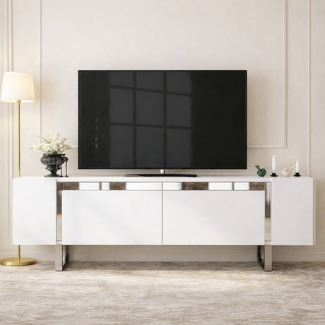 Mueble-de-TV-Yildiz-Blanco-180x50x30---Marco-Plateado