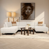 Moderne U-Bank Hoekbank Links Beige Stof Aniko 310x197x78 cm