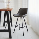 Taburete industrial Juno Antracita de cuero sintético - Altura del asiento 70 cm - Sin reposabrazos 